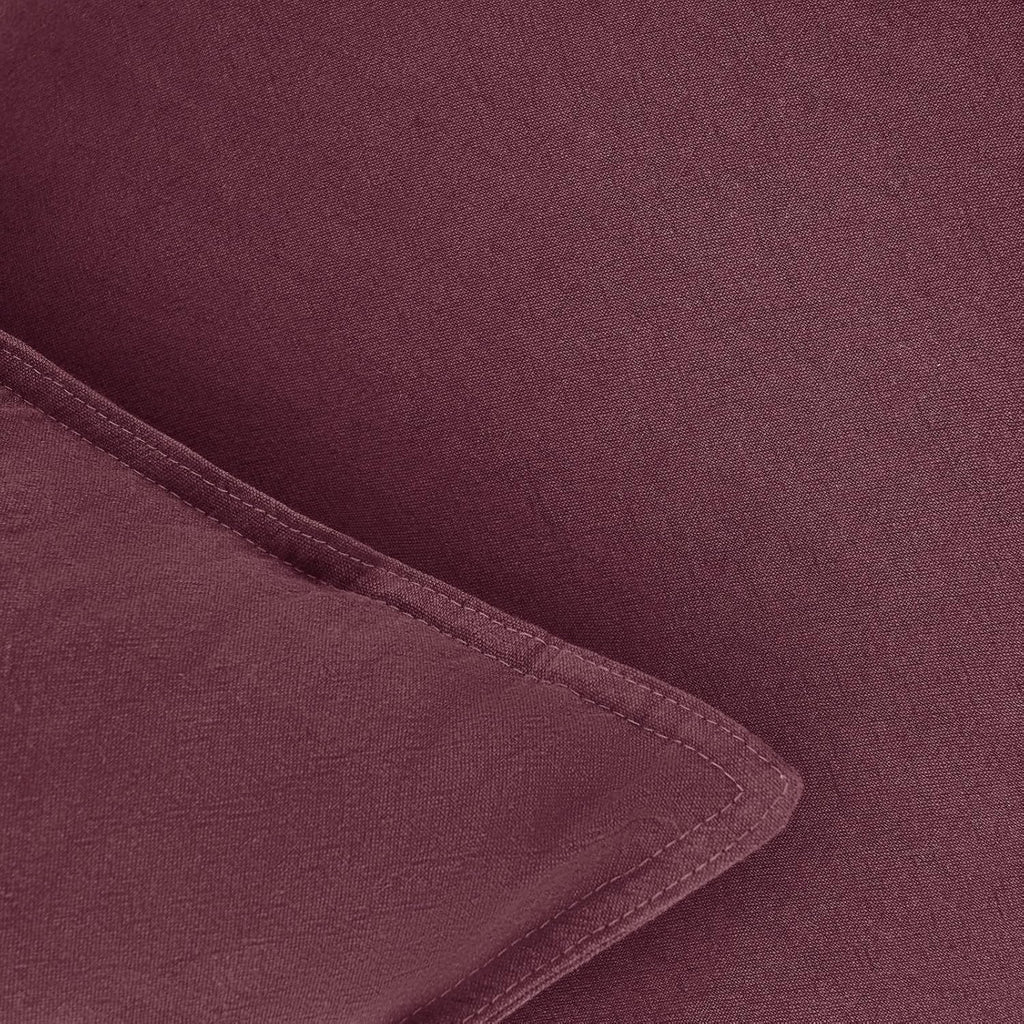 Linen-Cotton European Pillowcases - Soft & Breathable with Hidden Zipper Design - Burgundy, 65x65cm