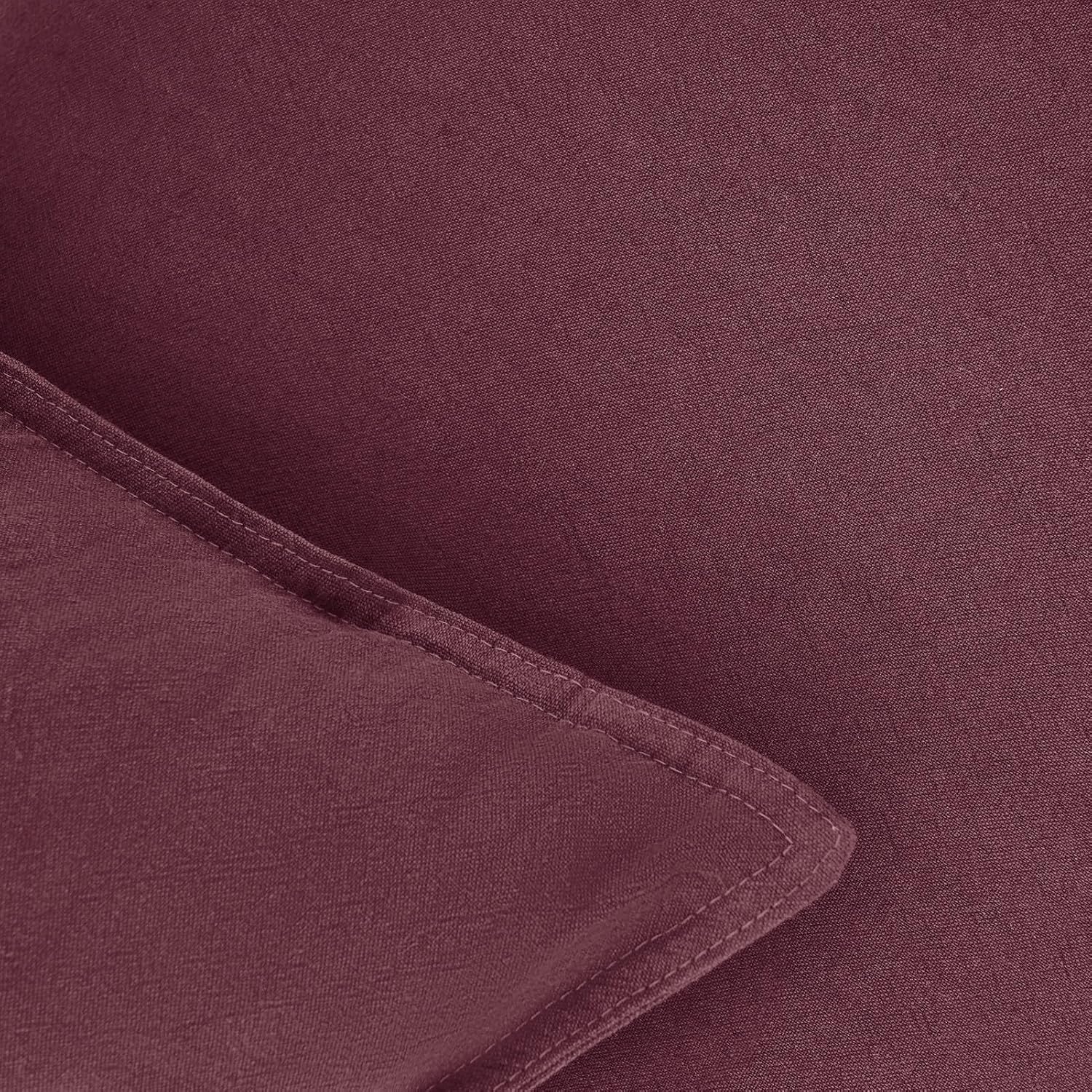 Linen-Cotton European Pillowcases - Soft & Breathable with Hidden Zipper Design - Burgundy, 65x65cm