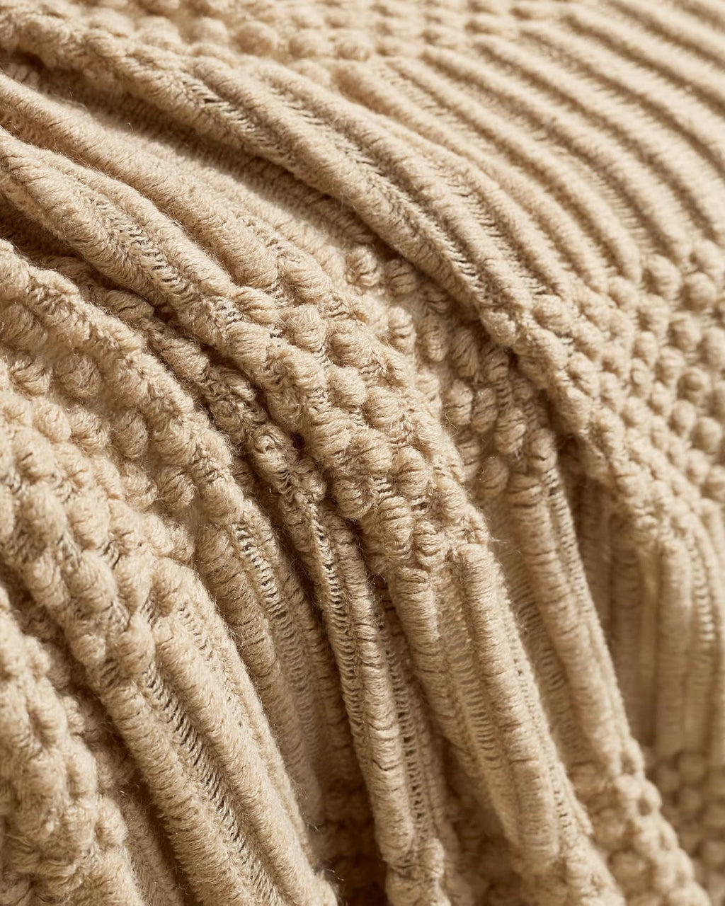 Bobble Textured Knitted Throw - Natural, 130x170cm