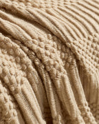 Bobble Textured Knitted Throw - Natural, 130x170cm