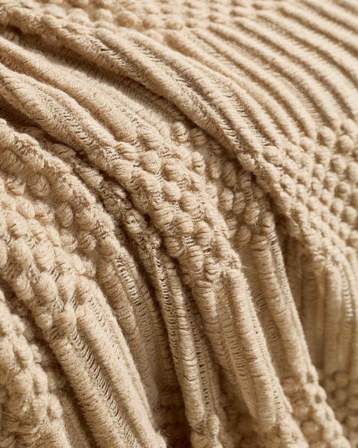 Bobble Textured Knitted Throw - Natural, 130x170cm