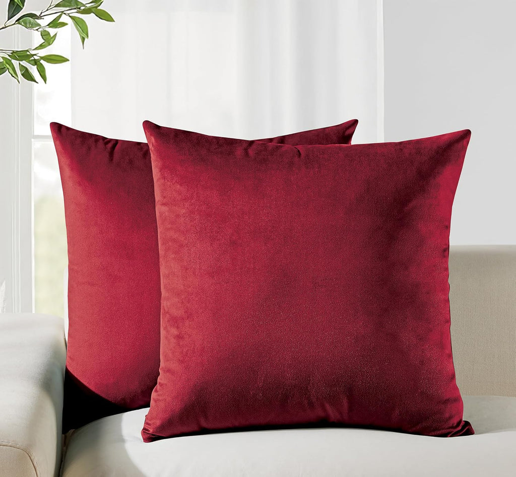 Velvet Cushion Covers - Twin-Pack - Red