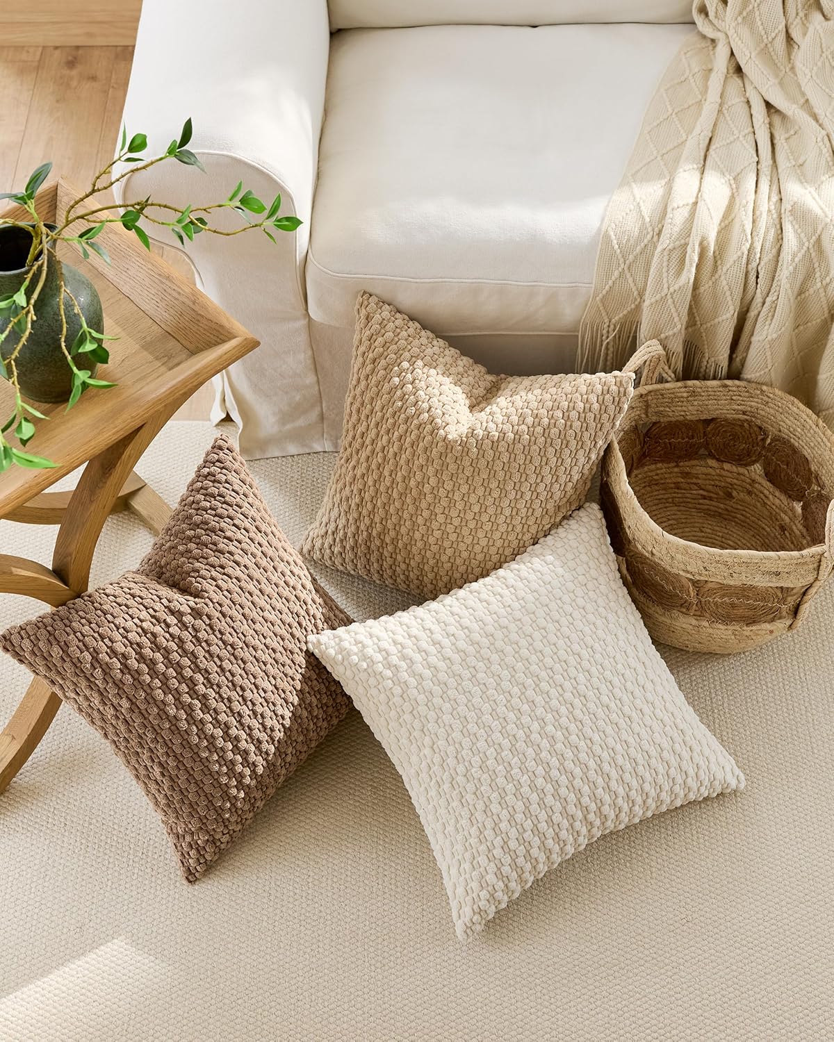 Bubble Corn Cushion Covers - Twin-Pack - Camel, 45cm x 45cm