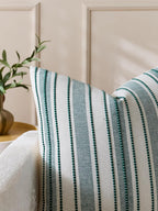 Heritage Linear Woven Cushion Covers - Twin-Pack - Forest Green, 45cm x 45cm