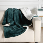Microfibre Teddy Sherpa Throw Blanket - Emerald Green