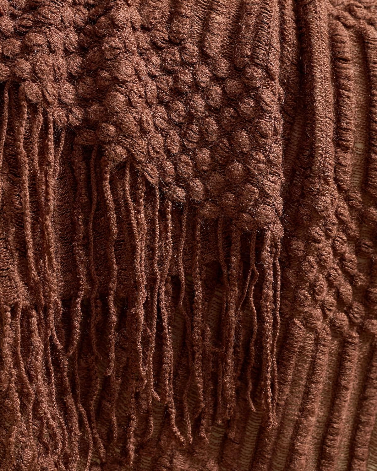 Bobble Textured Knitted Throw - Brown, 130x170cm