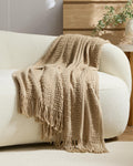Boho Open-Knitted Throw - Natural, 130x170cm