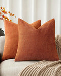Chenille Haze-Textured Cushion Covers - Pack of 2 - Burnt Orange, 45cm x 45cm