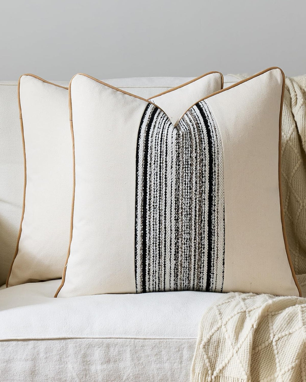 Wabi Stripe Cushion Covers - Twin-Pack - Black, 45cm x 45cm
