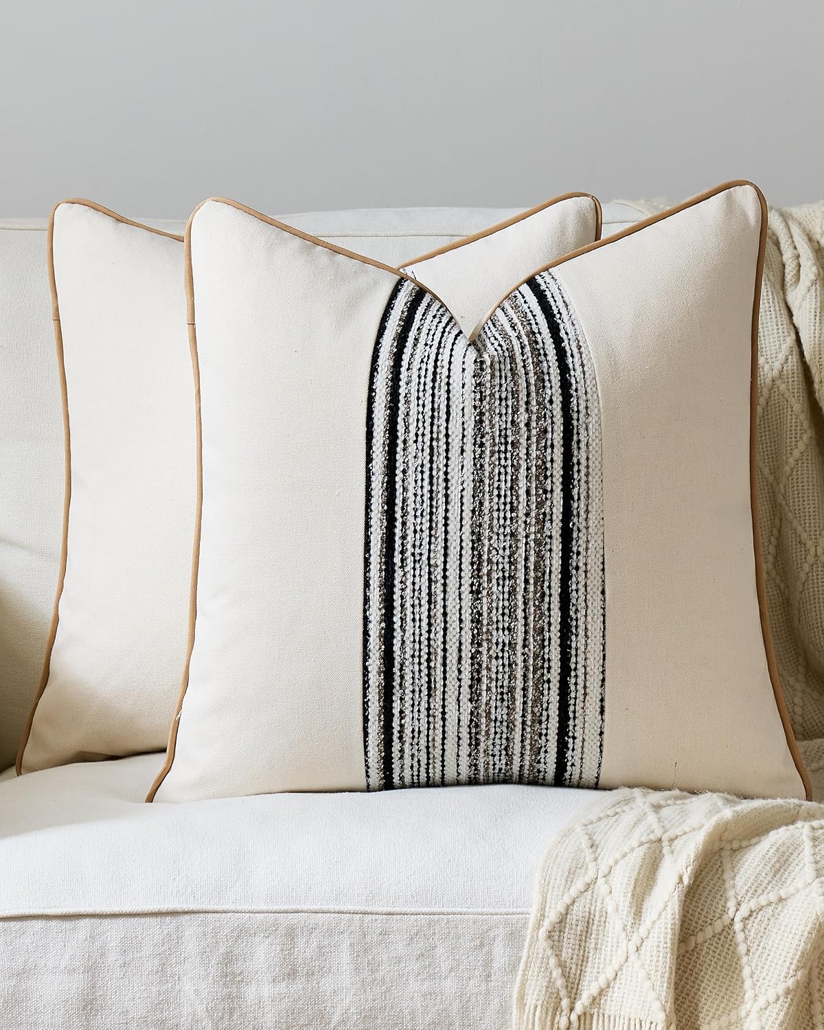 Wabi Stripe Cushion Covers - Twin-Pack - Black, 45cm x 45cm