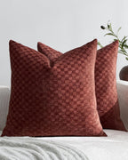 Chenille Waffle Cushion Covers - Twin-Pack - Rust, 45cm x 45cm