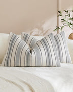 Heritage Linear Woven Cushion Covers - Twin-Pack - Light Grey, 30cm x 50cm