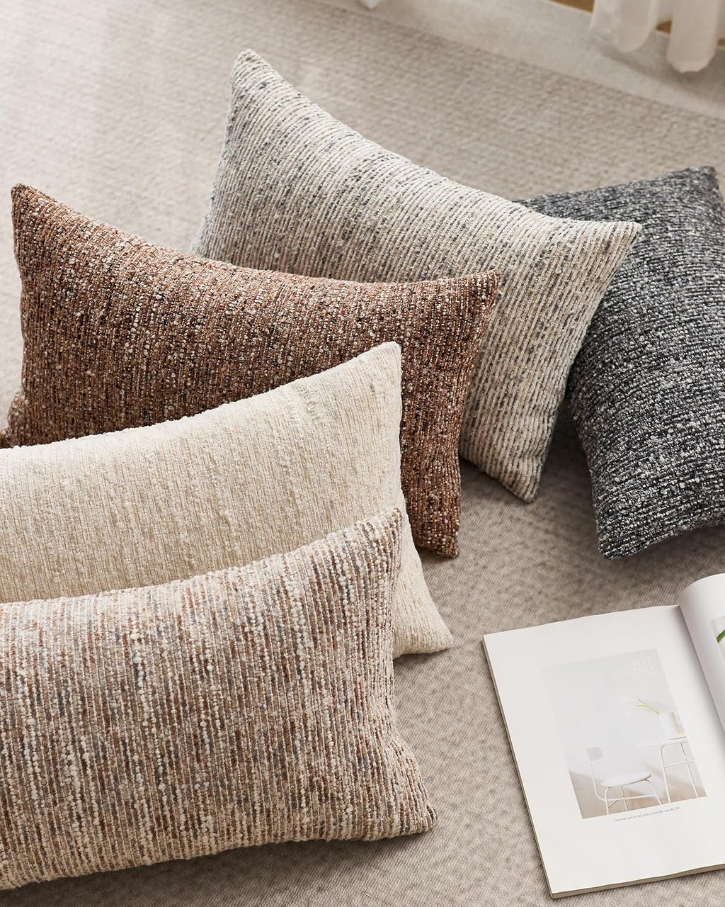 Speckled Bouclé Cushion Covers - Twin-Pack - Oatmeal, 30cm x 50cm