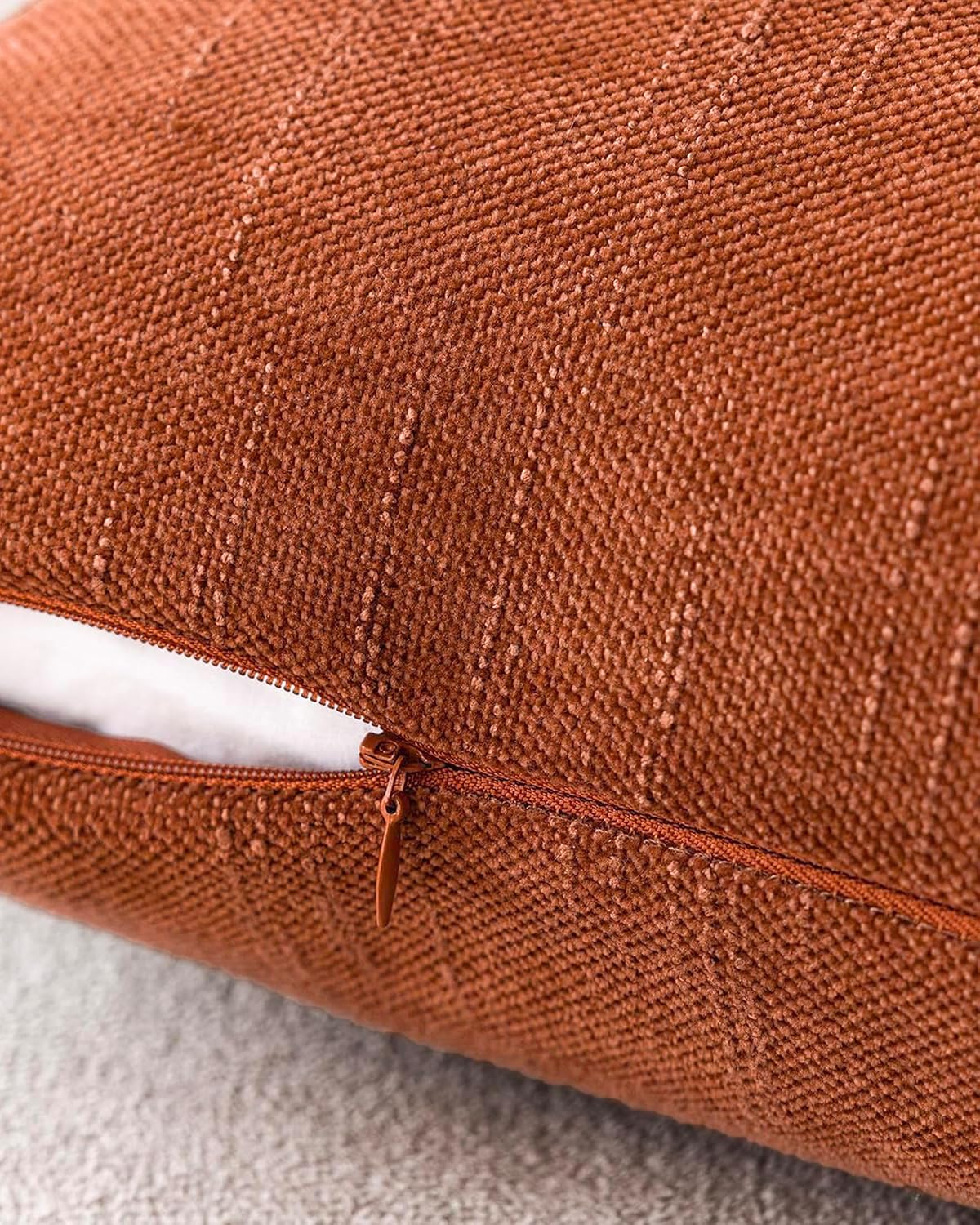 Chenille Haze-Textured Cushion Covers - Pack of 2 - Burnt Orange, 45cm x 45cm