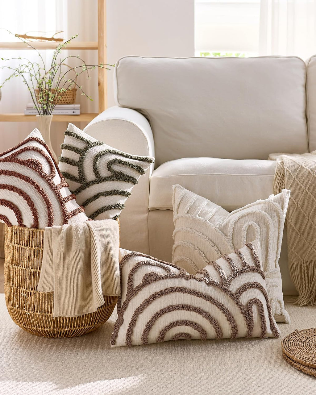 Tufted Arch Cushion Covers - Twin-Pack - Burgundy, 45cm x 45cm
