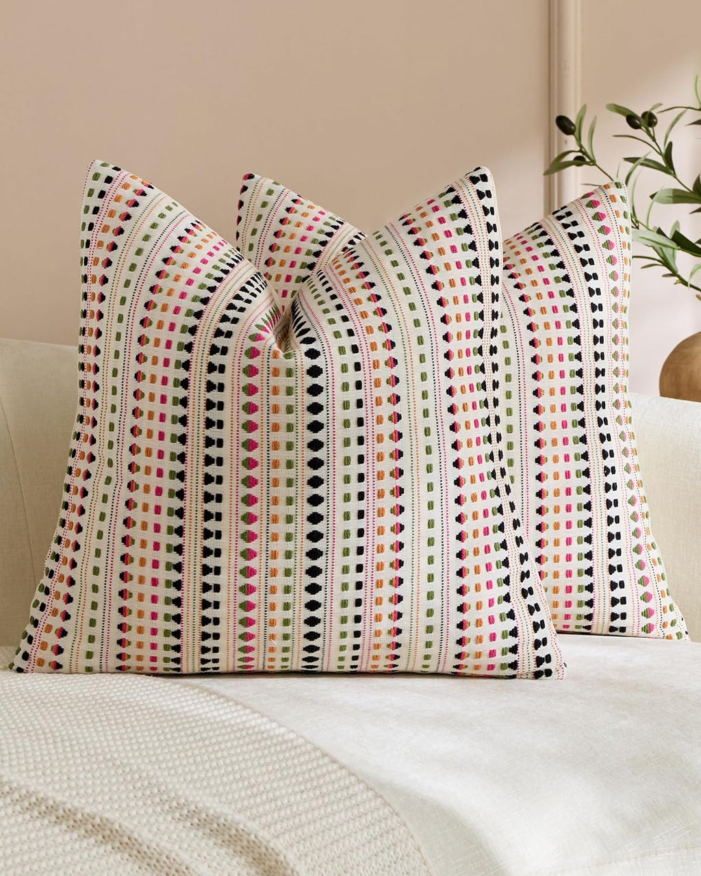 Bohemian Dot Woven Cushion Covers - Twin-Pack - Multicolour, 45cm x 45cm