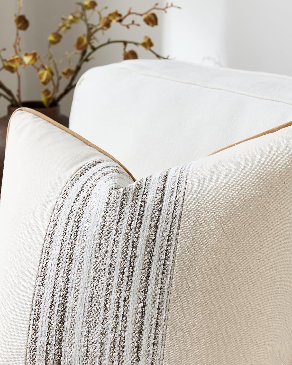 Wabi Stripe Cushion Covers - Twin-Pack - Oatmeal, 45cm x 45cm