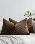 Chenille Waffle Cushion Covers - Twin-Pack - Brown, 30cm x 50cm
