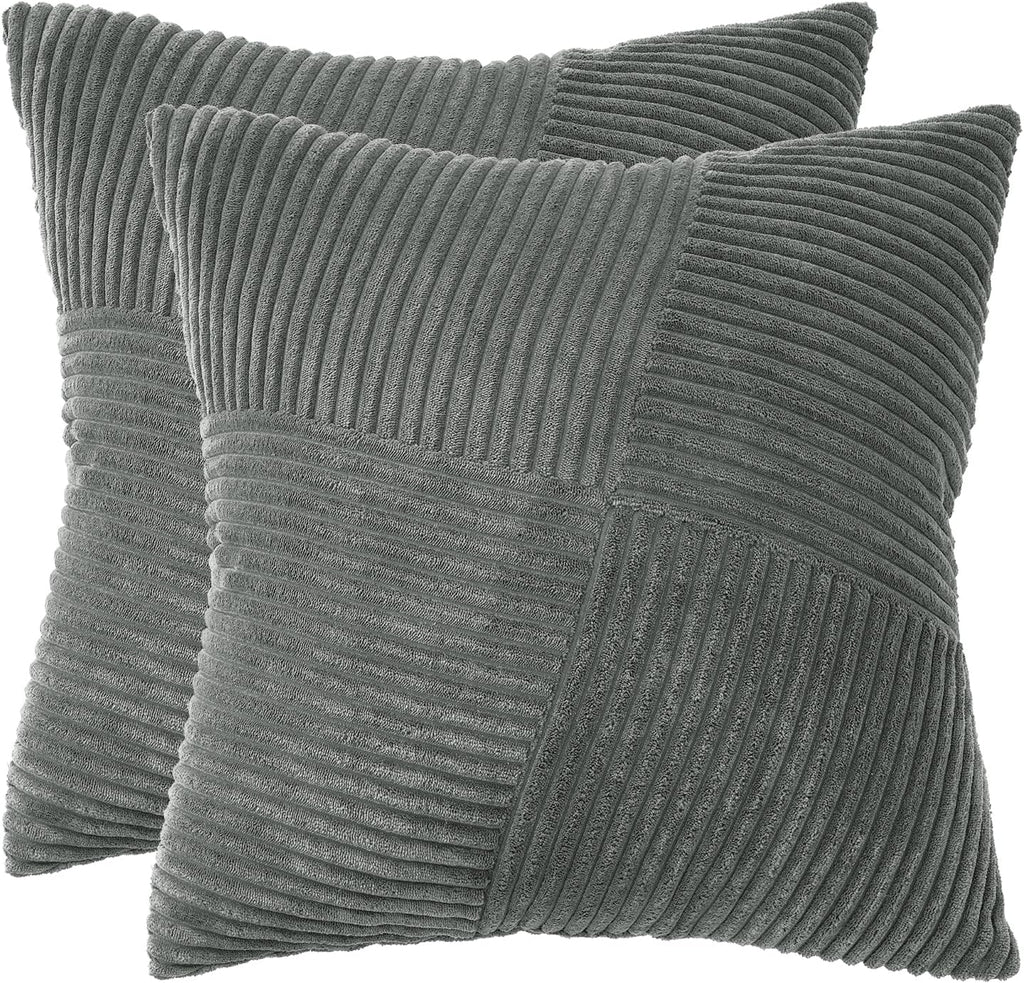 Corduroy Windmill-Inspired Cushion Covers - Twin-Pack - Dark Grey - 45cm x 45cm