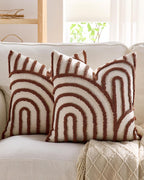 Tufted Arch Cushion Covers - Twin-Pack - Terracotta, 45cm x 45cm