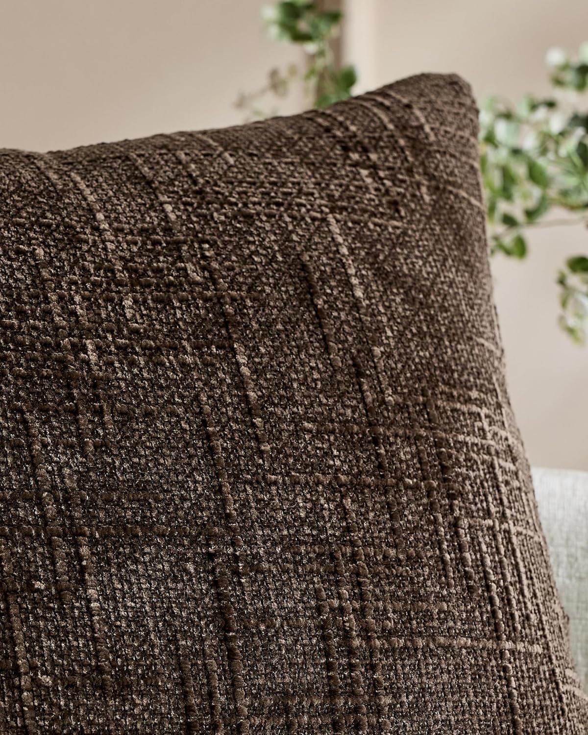 Chenille-Textured Cushion Covers - Twin-Pack - Brown, 30cm x 50cm