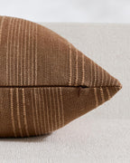 Linen Blend Striped Cushion Covers, Set of 2, Tobacco, 45x45cm