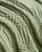 Bobble Textured Knitted Throw - Sage Green, 130x170cm