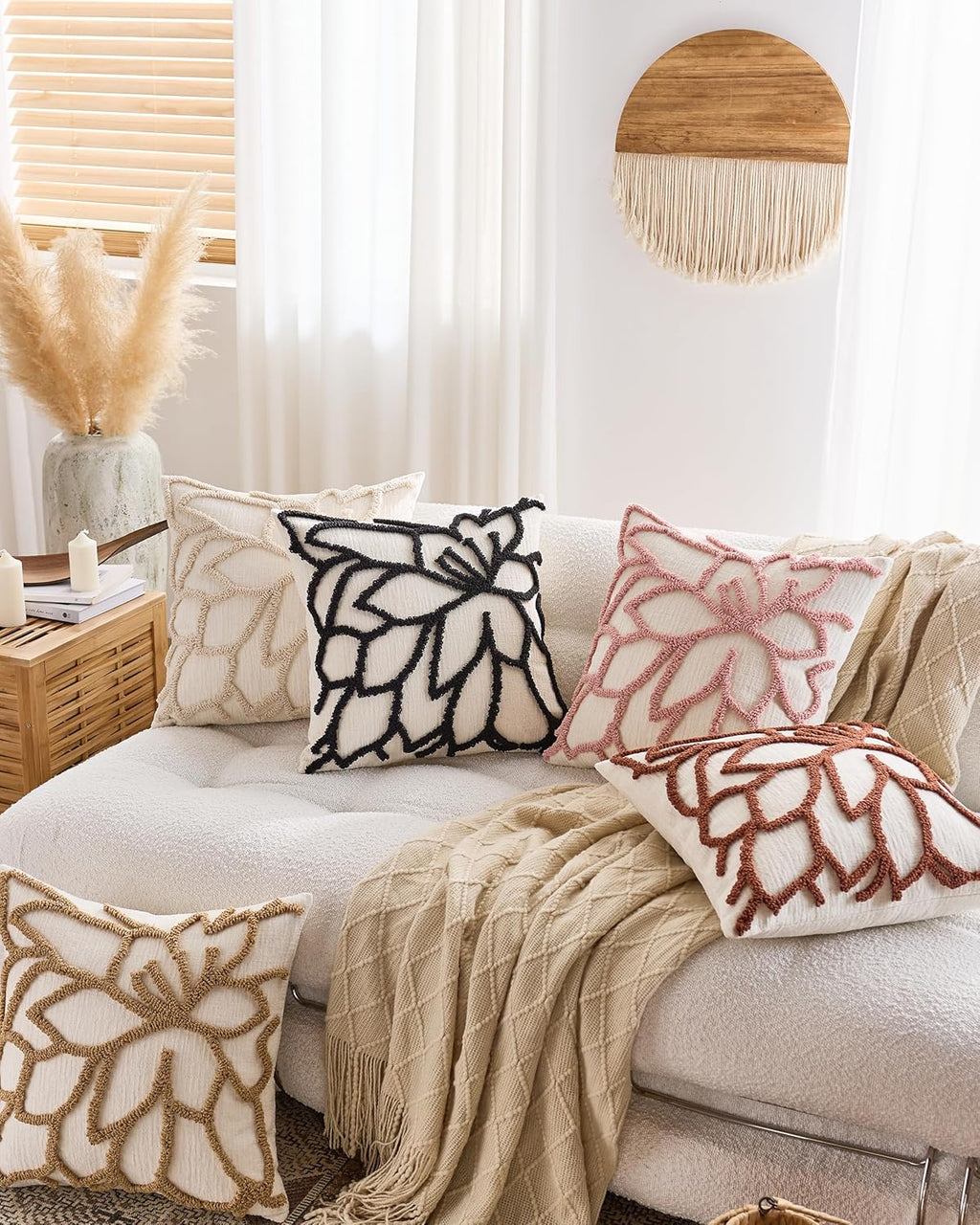 Tufted Rose Cushion Covers - Twin-Pack - Pink, 45cm x 45cm