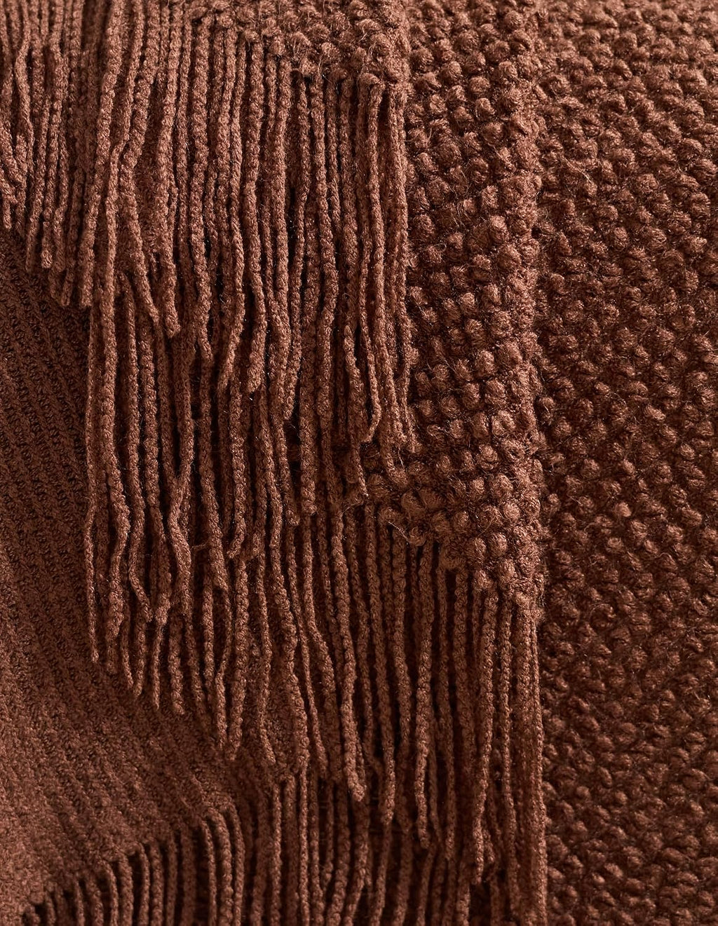 Micro Plush Knitted Woven Throw Blanket - Brown