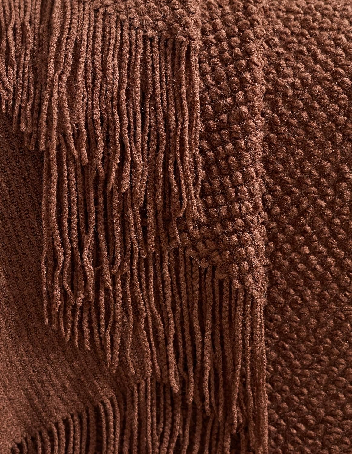 Micro Plush Knitted Woven Throw Blanket - Brown