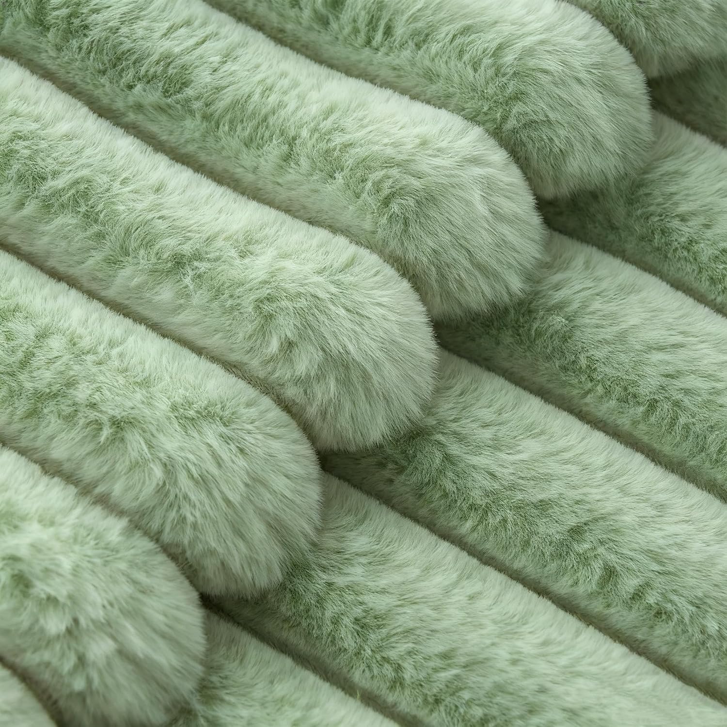 Faux Fur European Pillowcases - Sage - 65x65cm