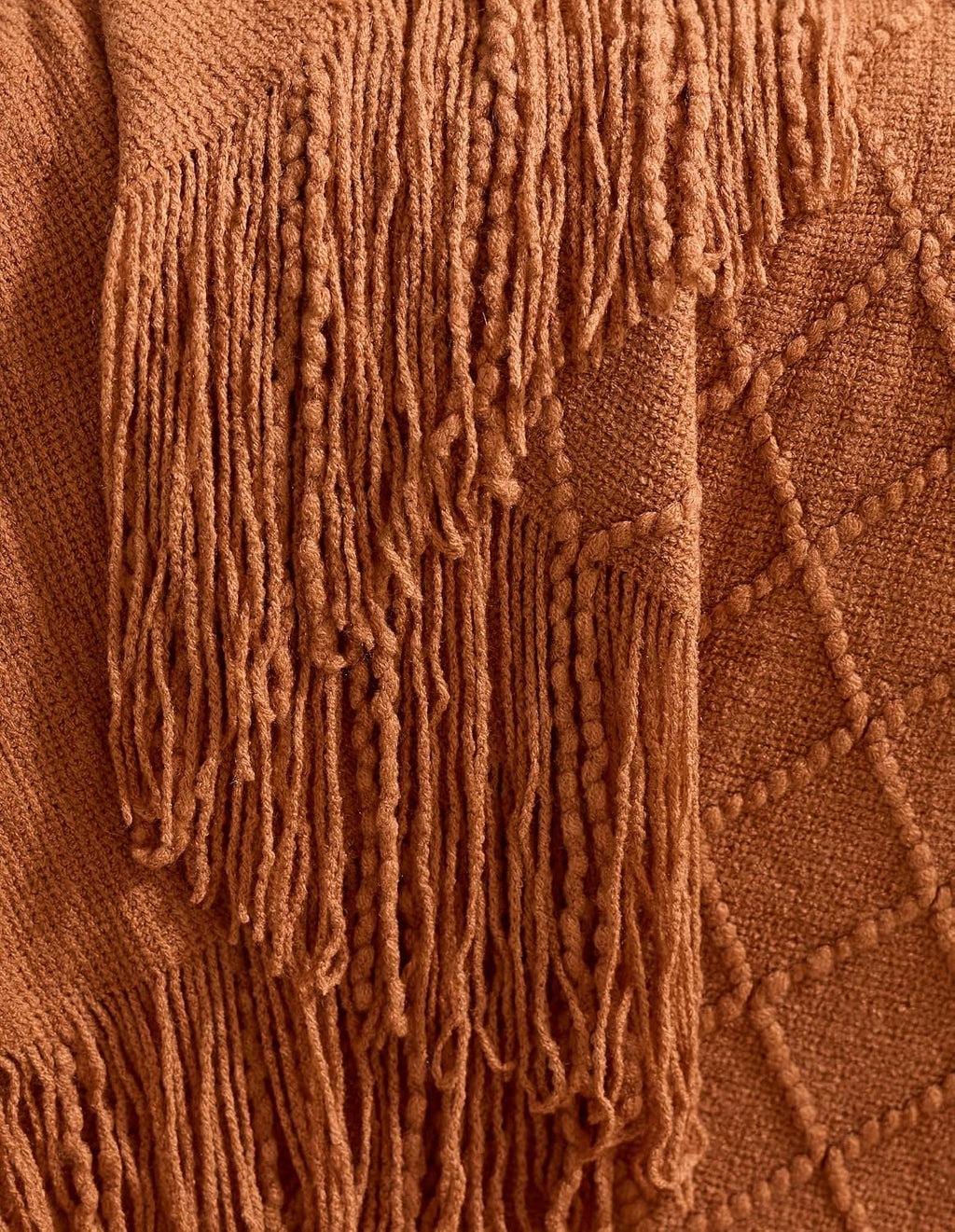 Micro Plush Diamond Knitted Throw Blanket, Terracotta