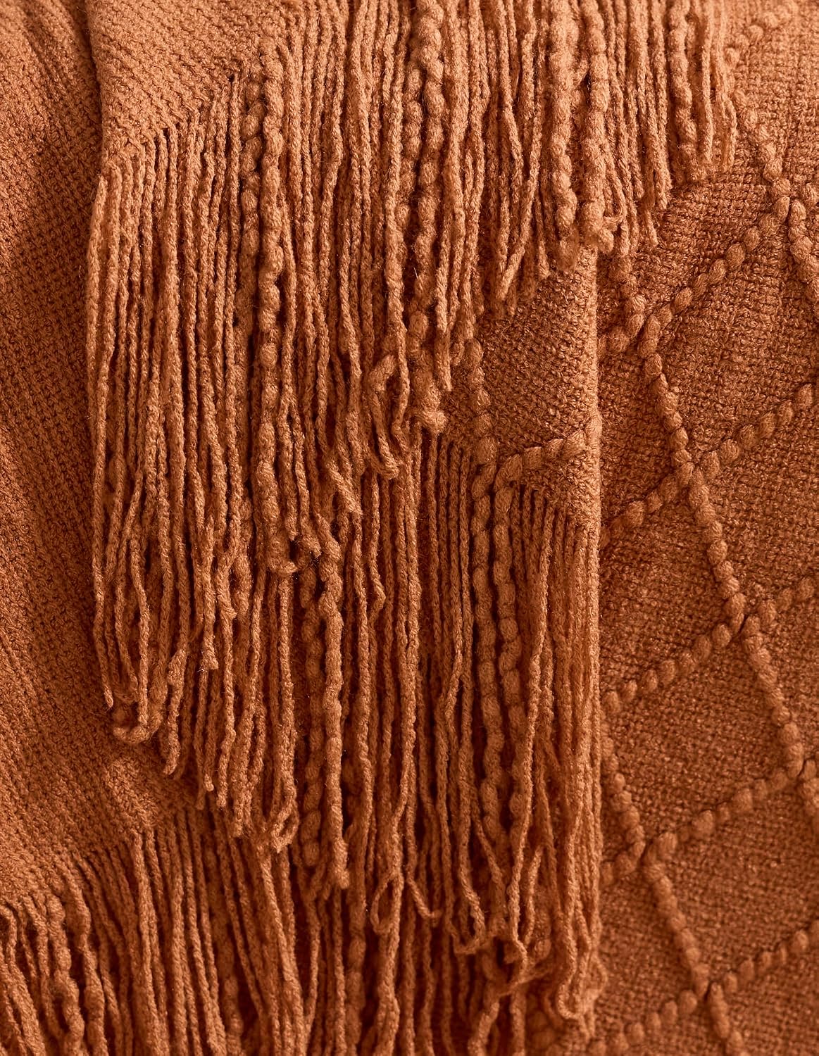 Micro Plush Diamond Knitted Throw Blanket, Terracotta