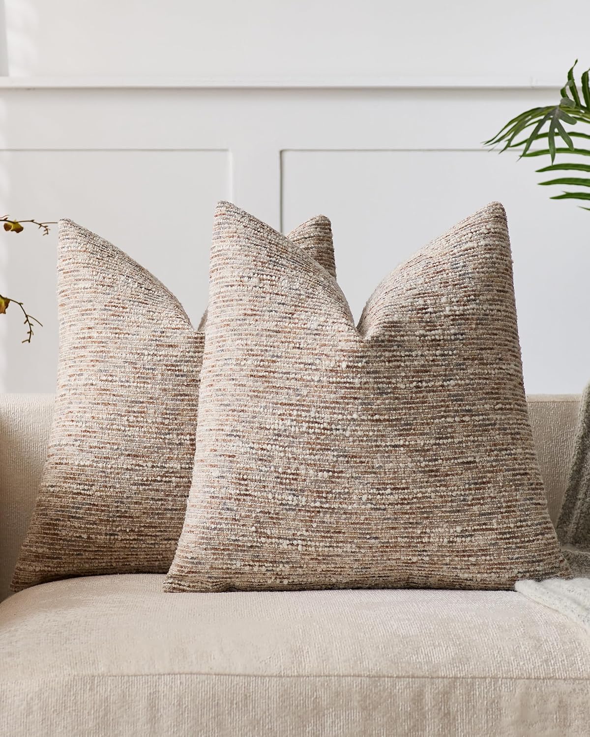 Speckled Bouclé Cushion Covers - Twin-Pack - Natural, 45cm x 45cm
