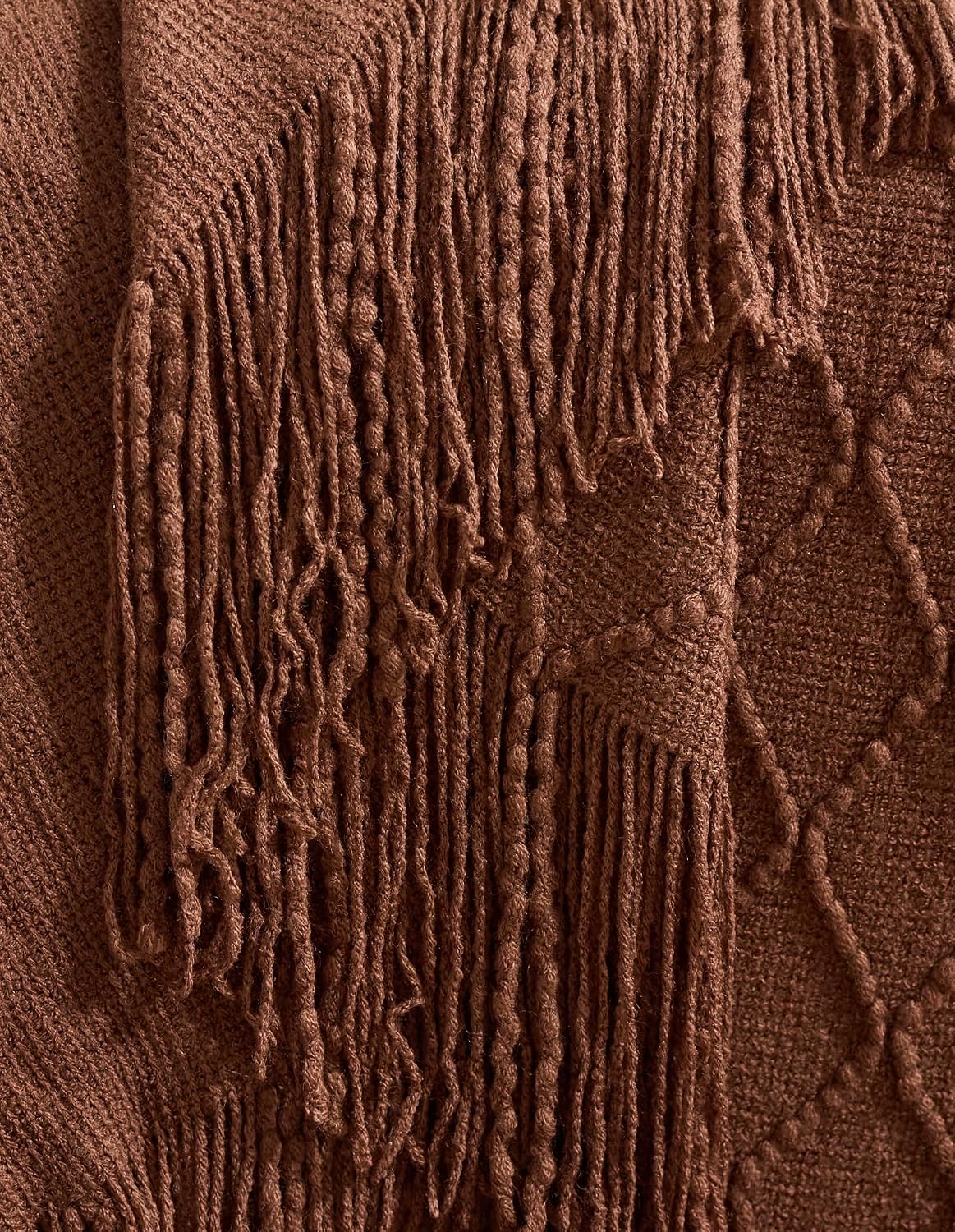 Micro Plush Diamond Knitted Throw Blanket, Brown