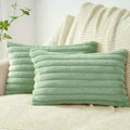Faux Fur Cushion Covers - Twin-Pack - Sage - 30cm x 50cm
