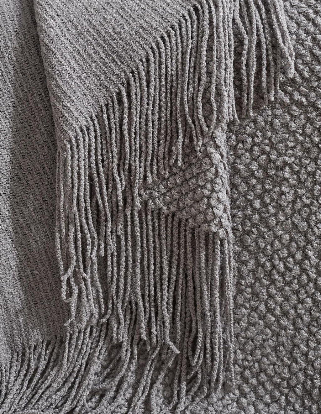 Micro Plush Knitted Woven Throw Blanket - Grey