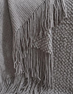 Micro Plush Knitted Woven Throw Blanket - Grey