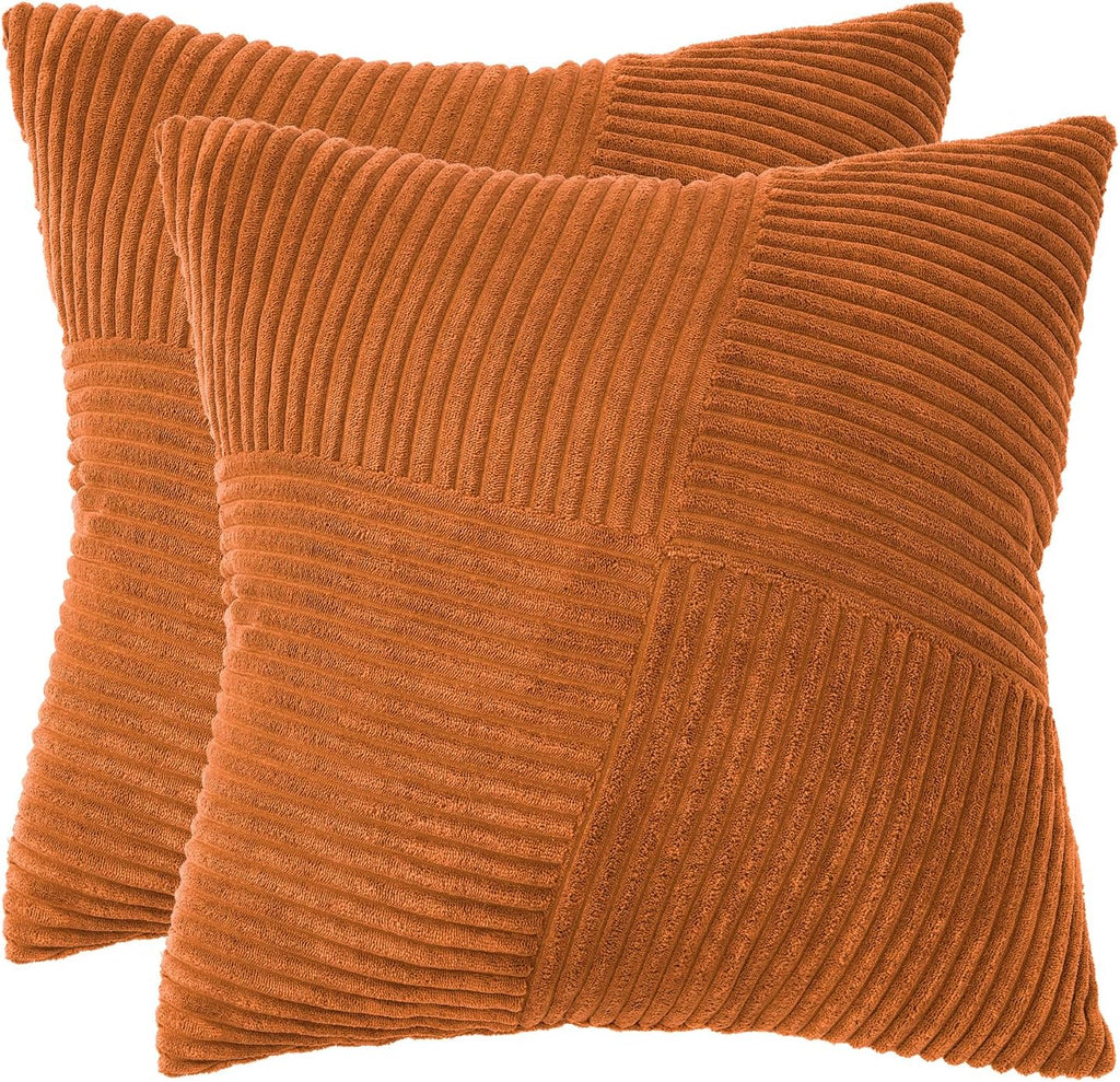 Corduroy Windmill-Inspired Cushion Covers - Twin-Pack - Terracotta - 45cm x 45cm