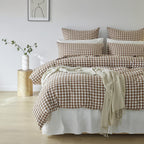 Yarn-Dyed Vintage Washed Cotton Quilt Cover Set - Brown