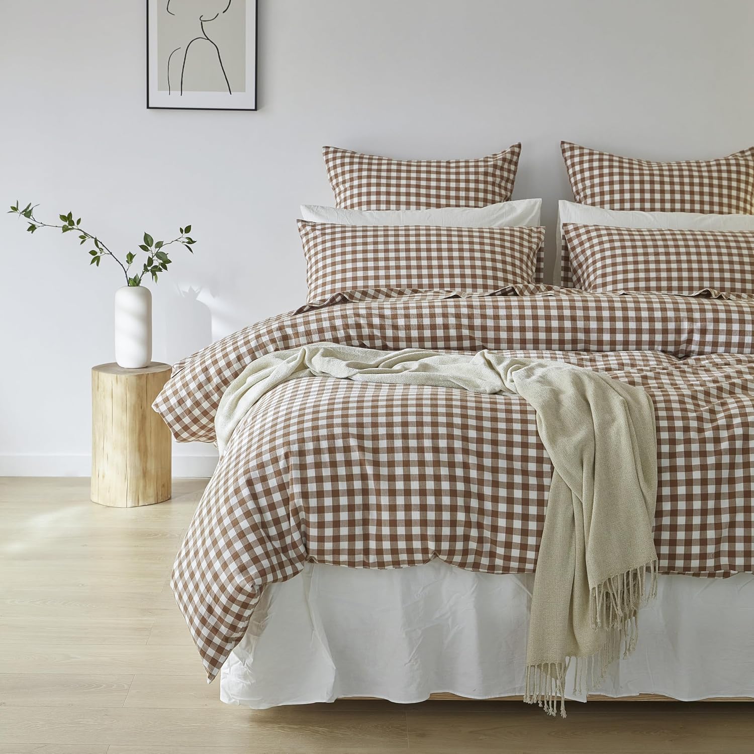 Yarn-Dyed Vintage Washed Cotton Quilt Cover Set - Brown