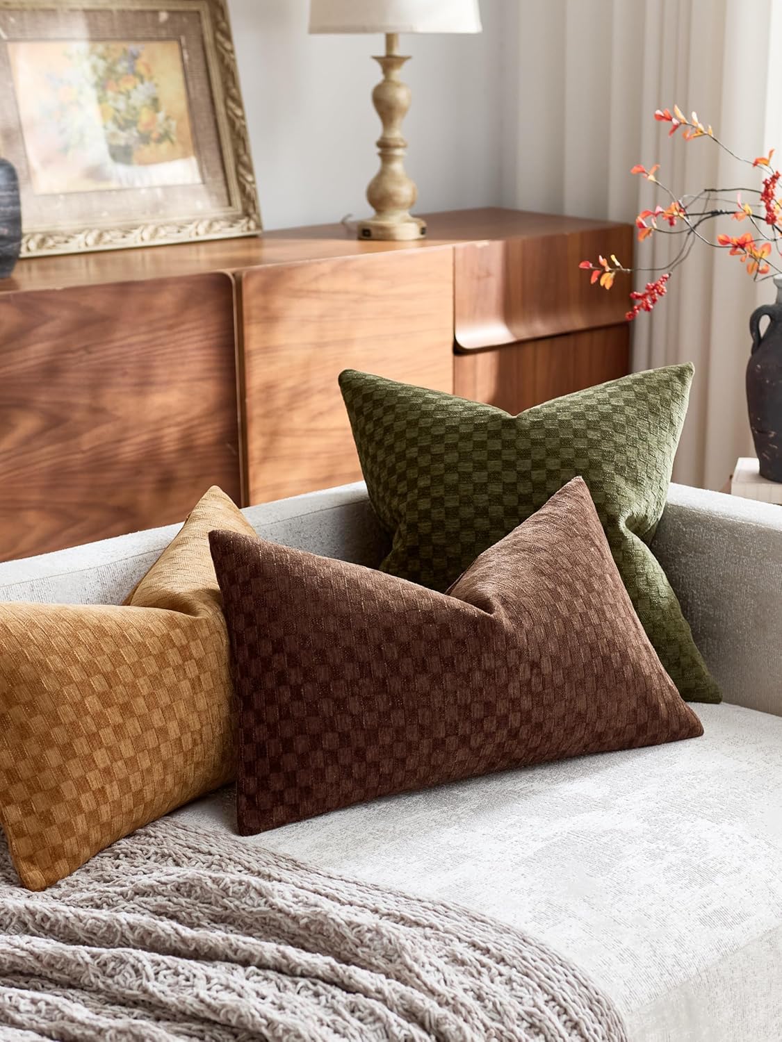 Chenille Waffle Cushion Covers - Twin-Pack - Brown, 30cm x 50cm