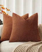 Chenille Haze-Textured Cushion Covers - Pack of 2 - Rust, 50cm x 50cm