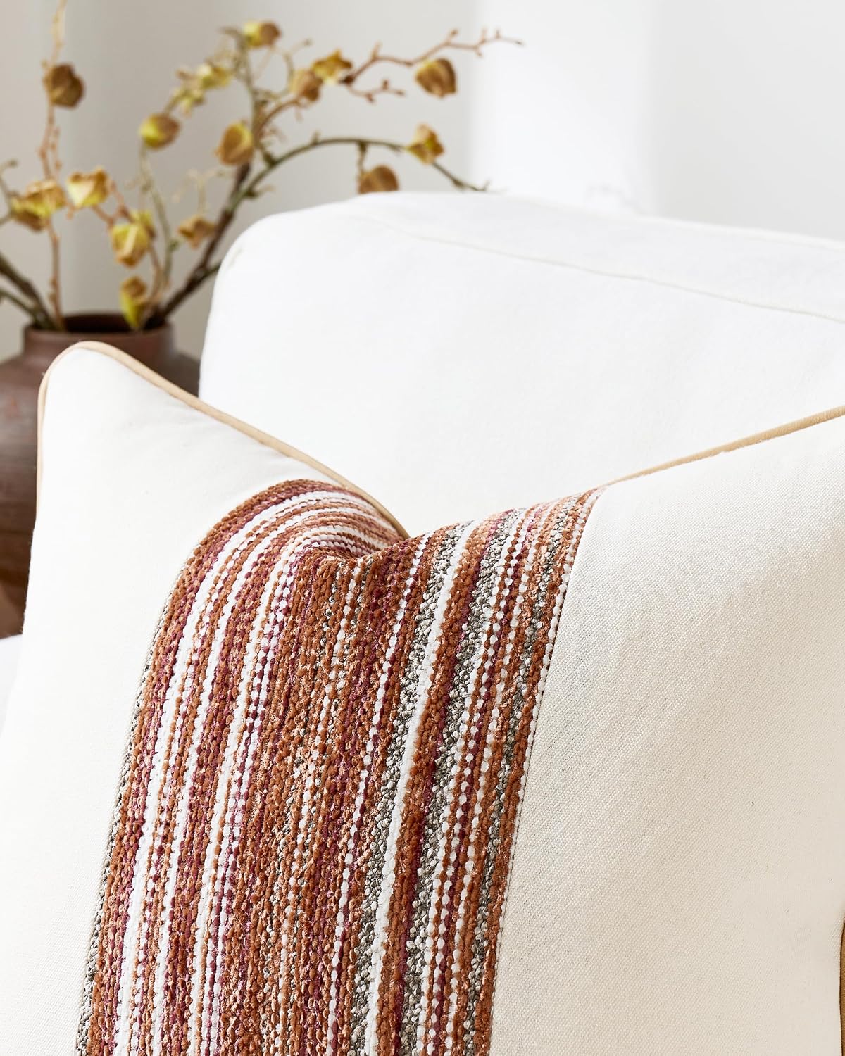 Wabi Stripe Cushion Covers - Twin-Pack - Terracotta, 45cm x 45cm