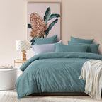 Linen Like Bed Quilt Cover Set – Green