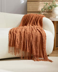 Bobble Textured Knitted Throw - Terracotta, 130x170cm