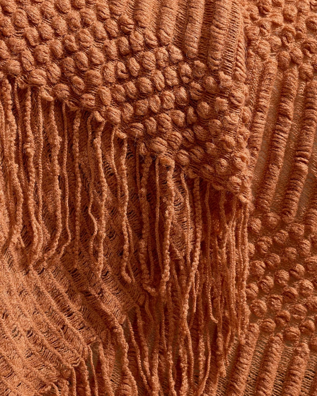 Bobble Textured Knitted Throw - Terracotta, 130x170cm