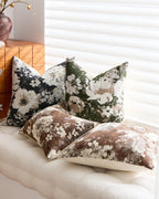 Vintage Floral Chenille Cushion Covers - Twin-Pack - Black, 45cm x 45cm