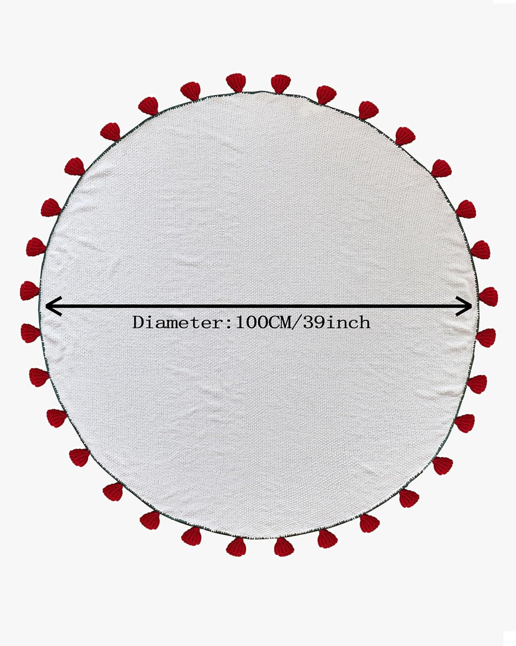 3-in-1 Round Rosebud Knit Throw - Red, 100cm Diameter