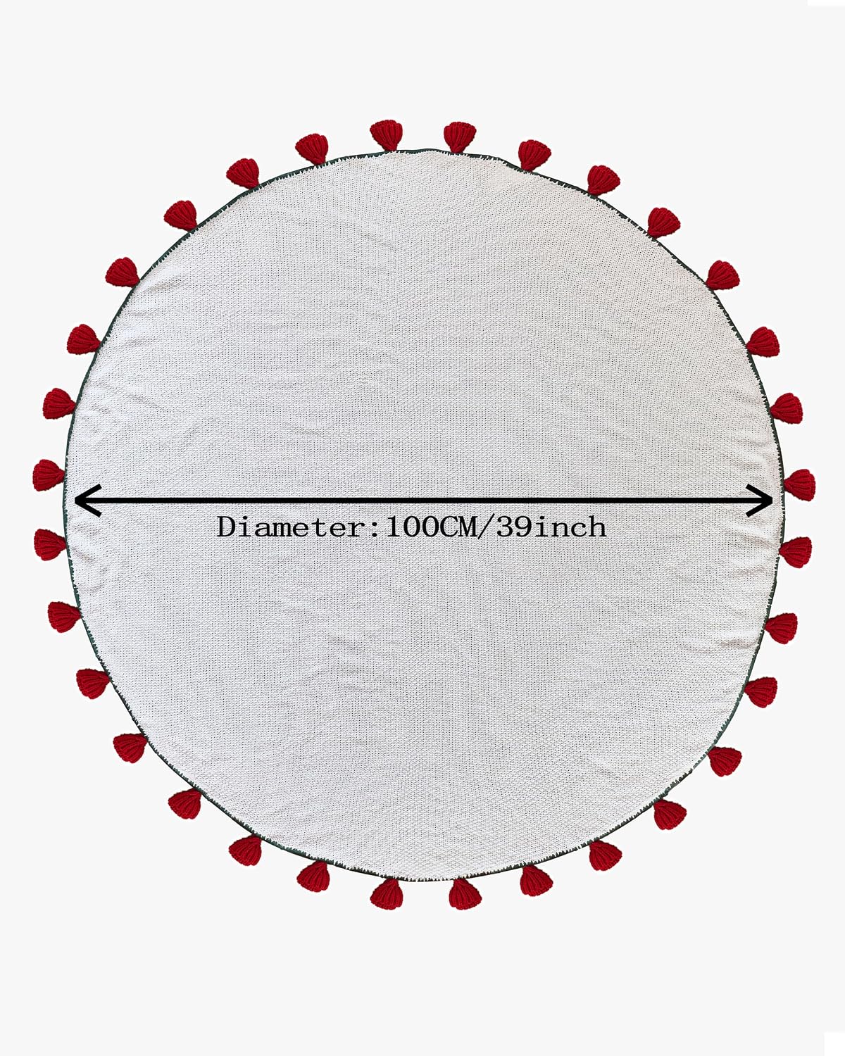 3-in-1 Round Rosebud Knit Throw - Red, 100cm Diameter